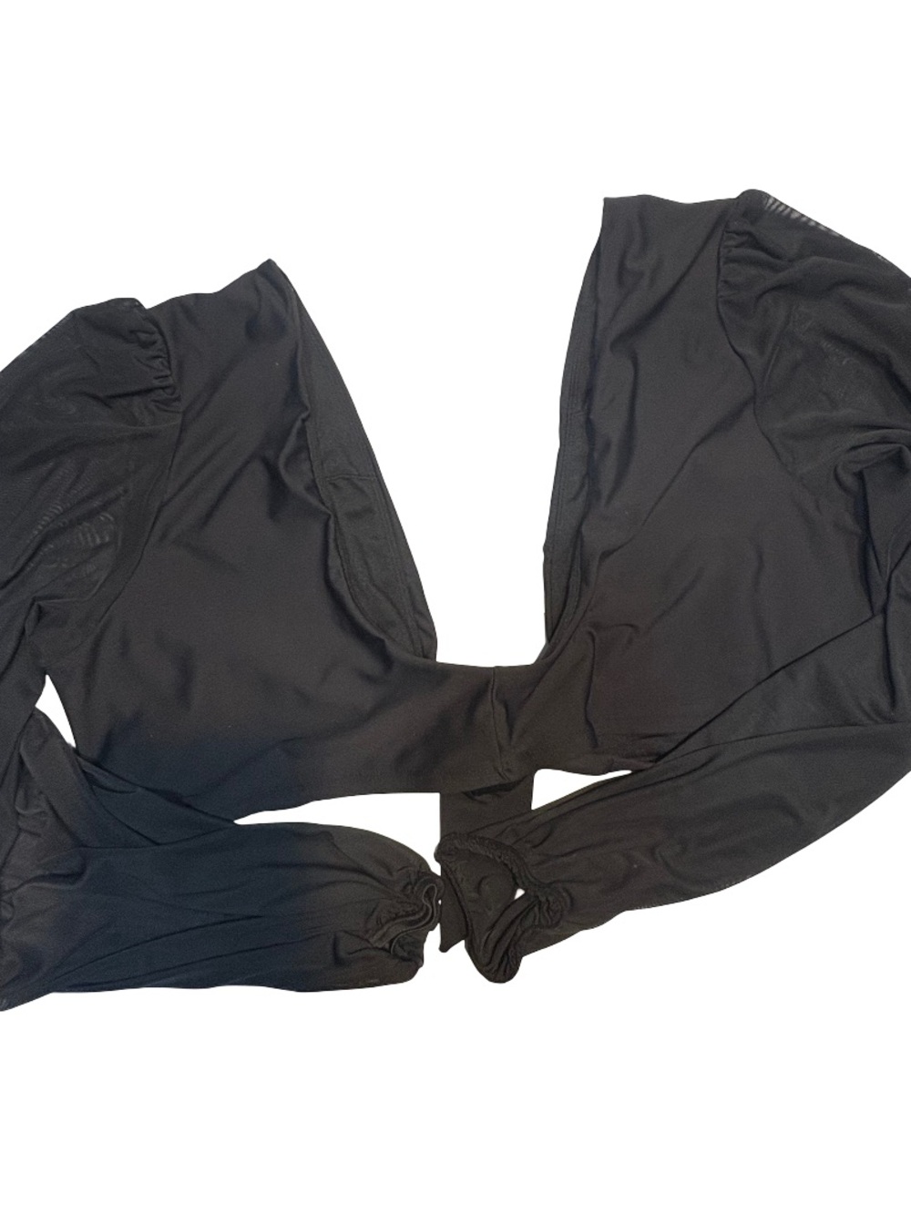 Forever 21 long-sleeve tie-front crop top featuring sheer bishop sleeves - Picture 5 of 10